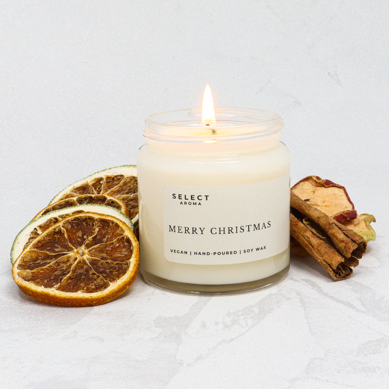Merry Christmas Coconut & Soy Wax Candle With Lid